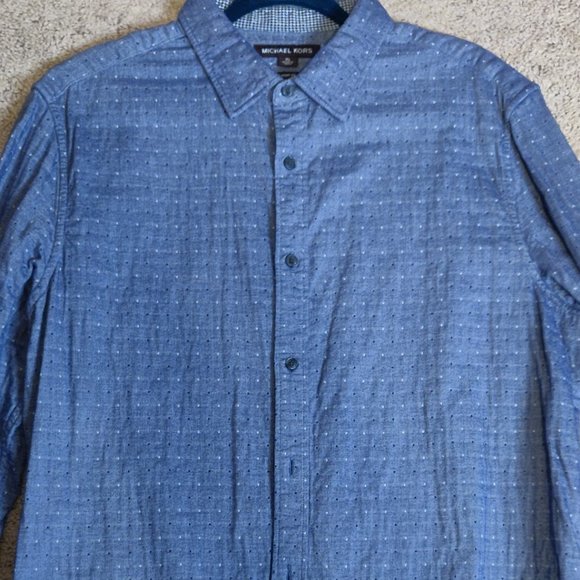 Michael Kors Classic Fit Chambray Dots Checked Contrast Lining MEN'S SIZ… - Picture 2 of 8